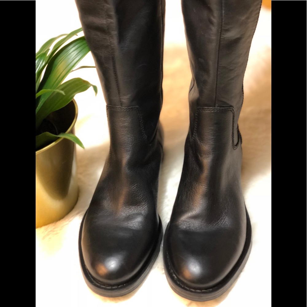 Black leather upper knee high riding boots Size:5M